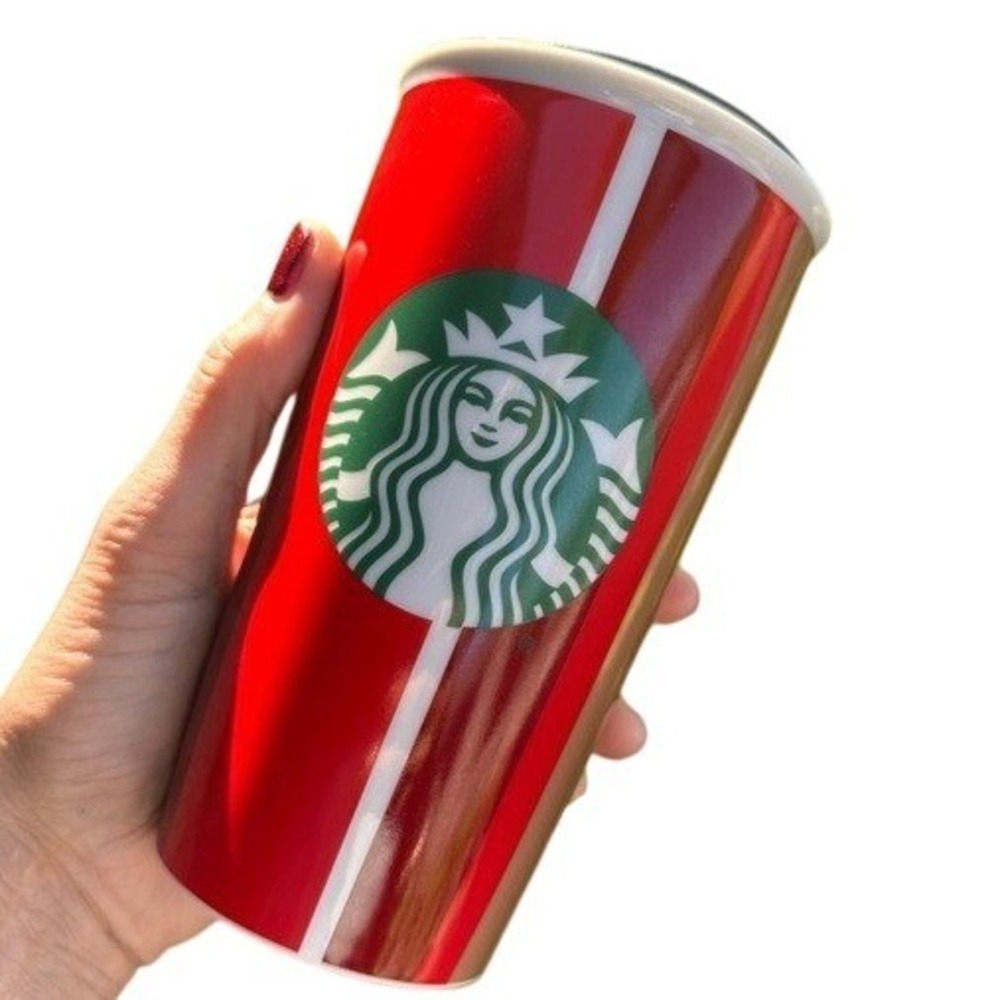 Starbucks 2018 Holiday Stripe Red Cup Double Wall Travel Tumbler 12 Oz
